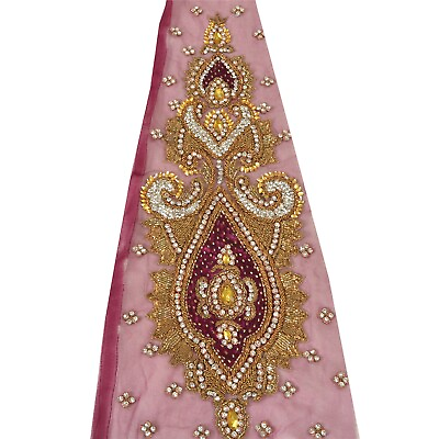 #ad Sanskriti Vintage Design Fabric Hand Beaded Indian Purple Craft Zircon Work $17.99