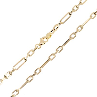 #ad Italian 14k Yellow Gold Hollow Paper Clip Chain Necklace 16quot; 3.3mm 3.4 grams $272.12
