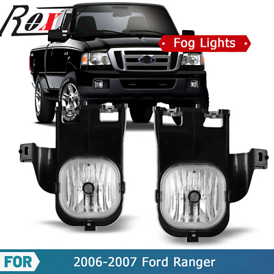#ad For 2006 2007 Ford Ranger Fog Lights Clear Bumper Driving Lamps Black w bulb $42.99