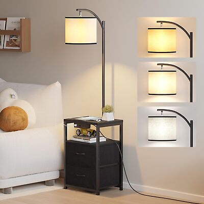 #ad Floor Lamp with Table amp; 2 Drawers Lamp with USB Port and Outlet Lamps for N $100.62