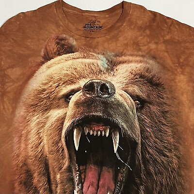 #ad 2013 The Mountain Men’s 2XL Brown Grizzly Bear Print Long Sleeve T Shirt $19.99