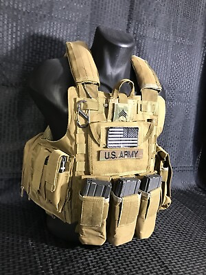 #ad Tactical Vest COYOTE FDE Tan Plate Carrier Military Matches Multicam Adjustable $80.00