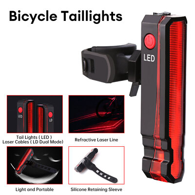#ad Bicycle Projection Laser Rear Light Night Cycling Safety Warning Bike Tail Light $16.04