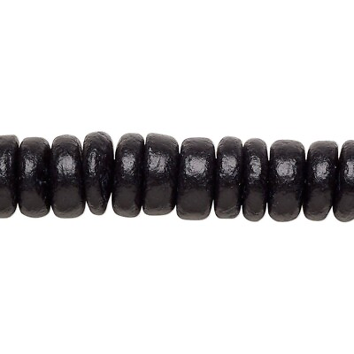 #ad 1 Strand Black Coconut Shell 10x2.5mm 10.5x4mm Rondelle Beads with 1 1.5mm Hole $8.96