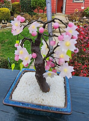 #ad Beaded Bonsai Tree Pink Cherry Blossom Japan Chinese Asian Spring 7quot; OMC GIFT $45.00
