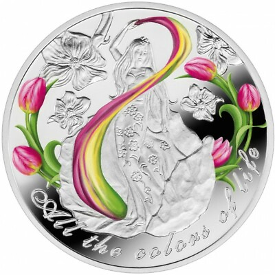 #ad 2016 Cameroon All Colors of Life Silver Color Coin Valentines Day Flower Spring $249.99