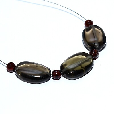#ad Smoky Quartz Smooth Oval Garnet Beads Natural Loose Gemstone Making jewelry $2.95