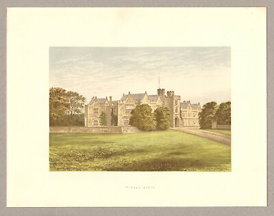 #ad Wytham Abbey near Oxford Oxfordshire Antique Original Print circa 1880 GBP 40.00