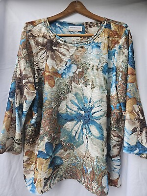#ad Women#x27;s Alfred Dunner Floral Print Top Size No Tag 2x? Confirm Measurements $19.00