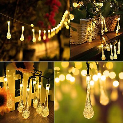 #ad 30 LED Solar Outdoor String LightsTeardrop Water Drop Lights for Garden Patio $10.99