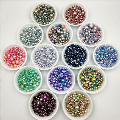 #ad Colorful Round Acrylic Loose Beads DIY Craft Accessory Making Jewelry Findings $7.72