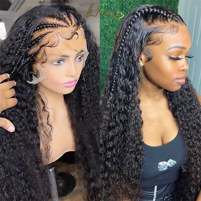 #ad 13x4 Deep Curly Lace Front Human Hair Wigs For Women Pre Plucked Hd Transparent $135.99