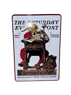 #ad The Saturday Evening Post “Santa at the Desk” Christmas Tin Container 2003 $15.99