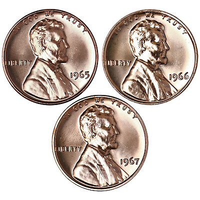 #ad 1965 1966 1967 SMS Lincoln Memorial Cent Run 3 Gem Special Mint Set US $7.30