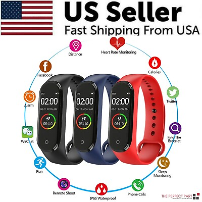 #ad M4 Smart Watch Band Blood Pressure Bracelet Wristband Fitness Tracker Heart Rate $9.59