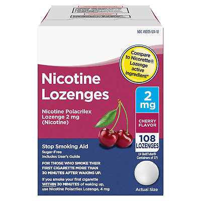 #ad Nicotine Lozenge 2 mg Cherry Flavor Stop Smoking Aid 108 Count $34.80