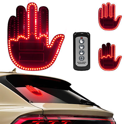 #ad Red LED Middle Finger Light Hand Finger Gesture Light w Remote Car Signs Light $19.99