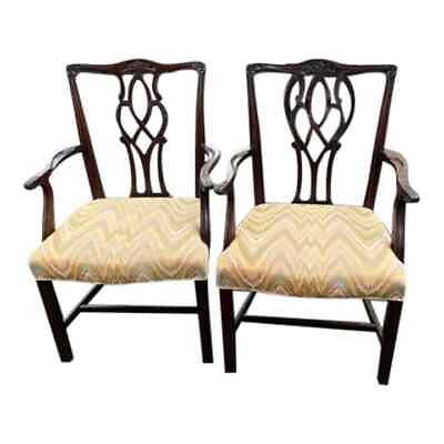 #ad Pair of American Antique Mahogany Arm Chairs $850.00