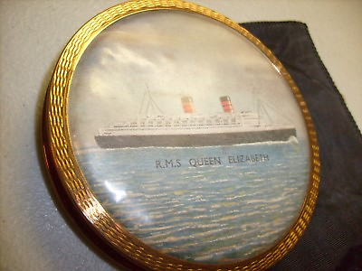 #ad Vintage RMS Queen Elizabeth Pocket Makeup Mirror by the Stratton Co. with Case $199.00