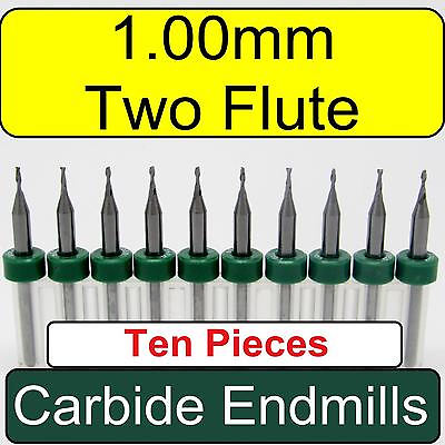 #ad 10 Pieces 1.00mm Two Flute Solid Carbide End Mill 1 8quot; Shank Made USA cnc M203 $25.82