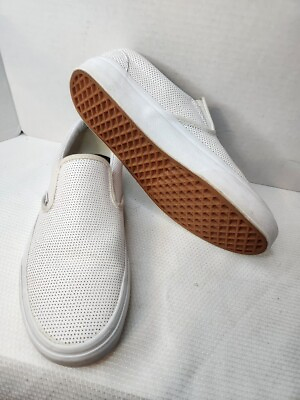 #ad VANS UNISEX SLIP ON WHITE PERFORATED Leather BOAT Sneaker SHOES Wmns9 Mens7.5 $21.50