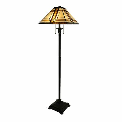 #ad Tiffany Stained Glass Egyptian Style Metal Floor Lamp Vintage 2 Bulbs 5 Ft High $153.99