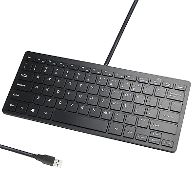 #ad Mini Slim 78 Key USB 2.0 Wired Compact Thin Keyboard for Desktop Laptop PC Black $22.99