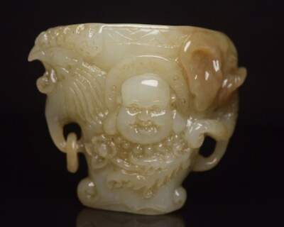 #ad Chinese Antique Song Dynasty Hetian Ancient Jade Carved Elephant Jade Wine Cups $889.00