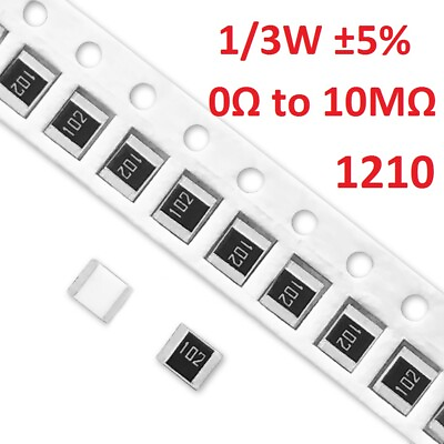 #ad 1210 SMD SMT Resistors 1 3W Chip Resistance ±5% Range of 0Ω to 10MΩ $85.00