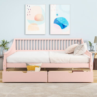 #ad Full Daybed with Two Storage Drawers and Support Legs Pink 49AAH $234.89