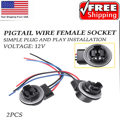 #ad 3157 Bulb Socket Brake Front Signal Turn Light Harness Wire Plug Connector 2PCS $10.59