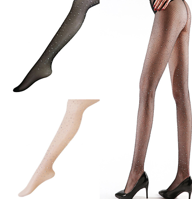 #ad Sexy Bling Rhinestone Stockings Crystal Fishnet Net Mesh Socks Ladies Pantyhose $5.29