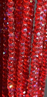 #ad 4mm Siam Red AB Faceted Beads Exacly As Pictured. 1 Strand 100 Beads USA Seller $2.00