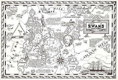 #ad Mid Century Pictorial Map of Swans Island Maine Wall Art Poster Print Decor $37.95