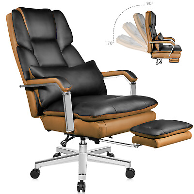 #ad Big Tall Executive Office Chair Leather Reclining Computer Desk Chair Footrest $228.98