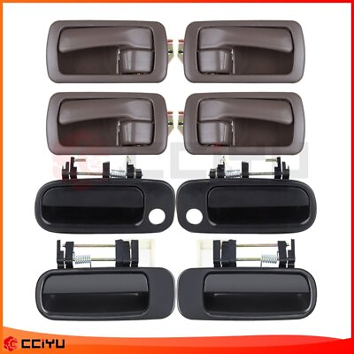 #ad For 92 96 Toyota Camry 4x Inside Door Handles Brown 4x Outside Black Left Right $27.97