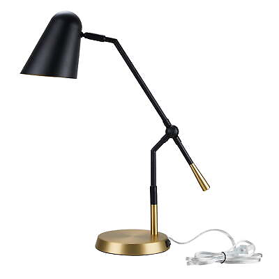 #ad 18quot; Angled Shade Mixed Metal Desk Lamp Black $34.35