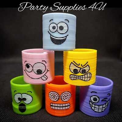 #ad 3pk Mini Funny Faces Slinky Stocking Party bag filler fidget kids springs Emoji GBP 2.99