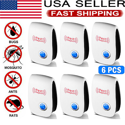 #ad 6 Pack Ultrasonic Pest Repeller Control Electronic Repellent Mice Rat Reject USA $12.66