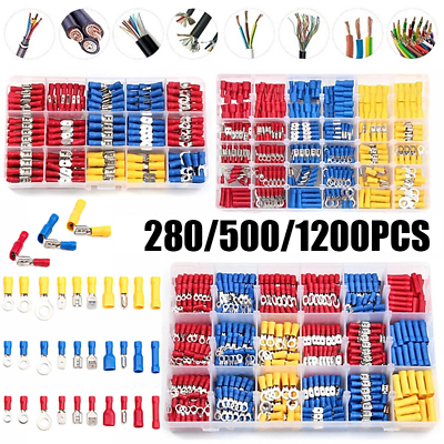 #ad #ad 1200x Assorted Insulated Electrical Connectors Terminals Kit Crimp Wire Spade $28.49