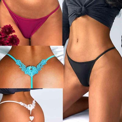 #ad 1 4 Pack Lot Womens Sexy G string Thong T back Panties High Cut Floral Lingeries $13.99