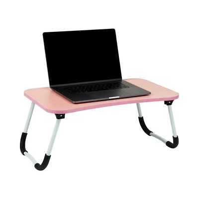 #ad Foldable Bed Tray Lap Desk with Fold Up Legs Freestanding Portable Table Pink $17.99