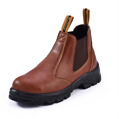 #ad SAFETOE Brown Safety Boots Mens Work Shoes Water Resistant Steel Toe Slip New $41.51