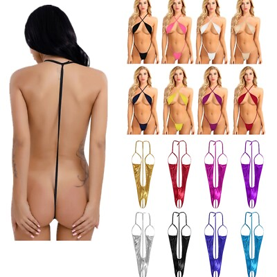 #ad US Sexy Women Lingerie Sling Shot Thong Nightwear Bodysuit Open Bust Sleepwear $7.57