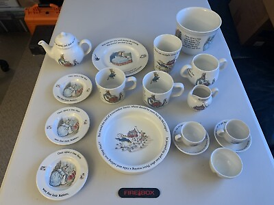 #ad 17 Vintage Wedgwood Beatrix Potter Peter Rabbit Tea Set $95.00