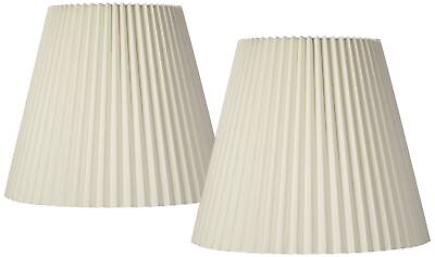 #ad Set of 2 Pleated Lamp Shades Ivory Large 10x17x14.75 Spider with Harp and Finial $84.99