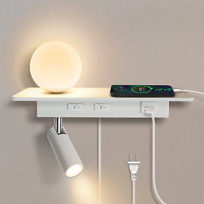 #ad Modern LED Reading Lamp Bedside Wall Mount Lamp Plug in Ambient Light USB Port $53.99