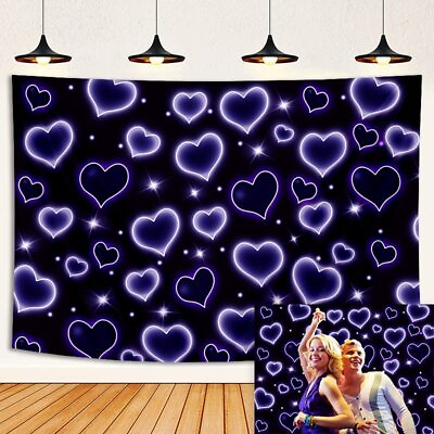 #ad Blue Heart Backdrop 7x5FT Early 2000s Backdrop for Photography Blue Glitter H... $22.47