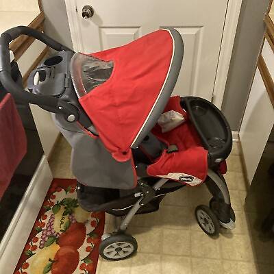 #ad Chicco Cortina Spacious Stroller Grey Red GREAT CONDITION $89.99