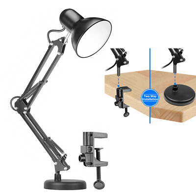 #ad Metal Adjustable Swing Arm Desk Lamp Eye Caring Study Reading Desk Lamps Black $22.99
